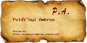 Polányi Ambrus névjegykártya